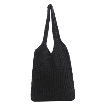 Женская сумка через плечо Мягкая вязаная сумка-клатч Большие сумки для покупок Ретро сумка