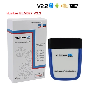 VLinker BM ELM327 V2.2 Автомобильный диагностический инструмент OBD2 Сканер для ремонта BMW Bimmercode Bluetooth 3.0
