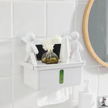 Пластиковая настенная ванная комната Кухня Видимая коробка для хранения бумаги Держатель для туалетной бумаги Держатель для салфеток Держатель для бумажных полотенец Коробка для салфеток