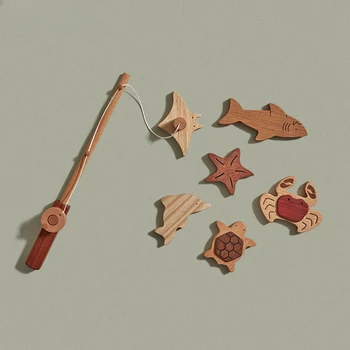 Деревянная детская магнитная рыбалка Детская игрушка Младенец Развивающий подарок на день рождения