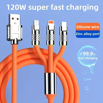  Сверхбыстрый кабель зарядного устройства USB Type-C мощностью 120 Вт для iPhone и других устройств на полной скорости, зарядный силиконовый кабель для микроданных типа C