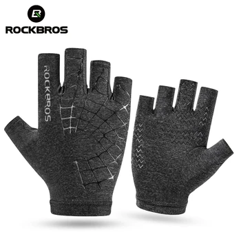 ROCKBROS Ice Silk Перчатки Перчатки с сенсорным экраном Езда на велосипеде Велосипед Перчатки с половиной пальца Летние мужские перчатки для защиты от ультрафиолета