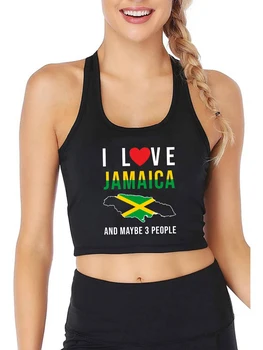 Ямайка Я люблю Ямайка Дизайн Сексуальный дышащий приталенный кроп-топ Женская индивидуальность Настраиваемые майки Фитнес Camisole